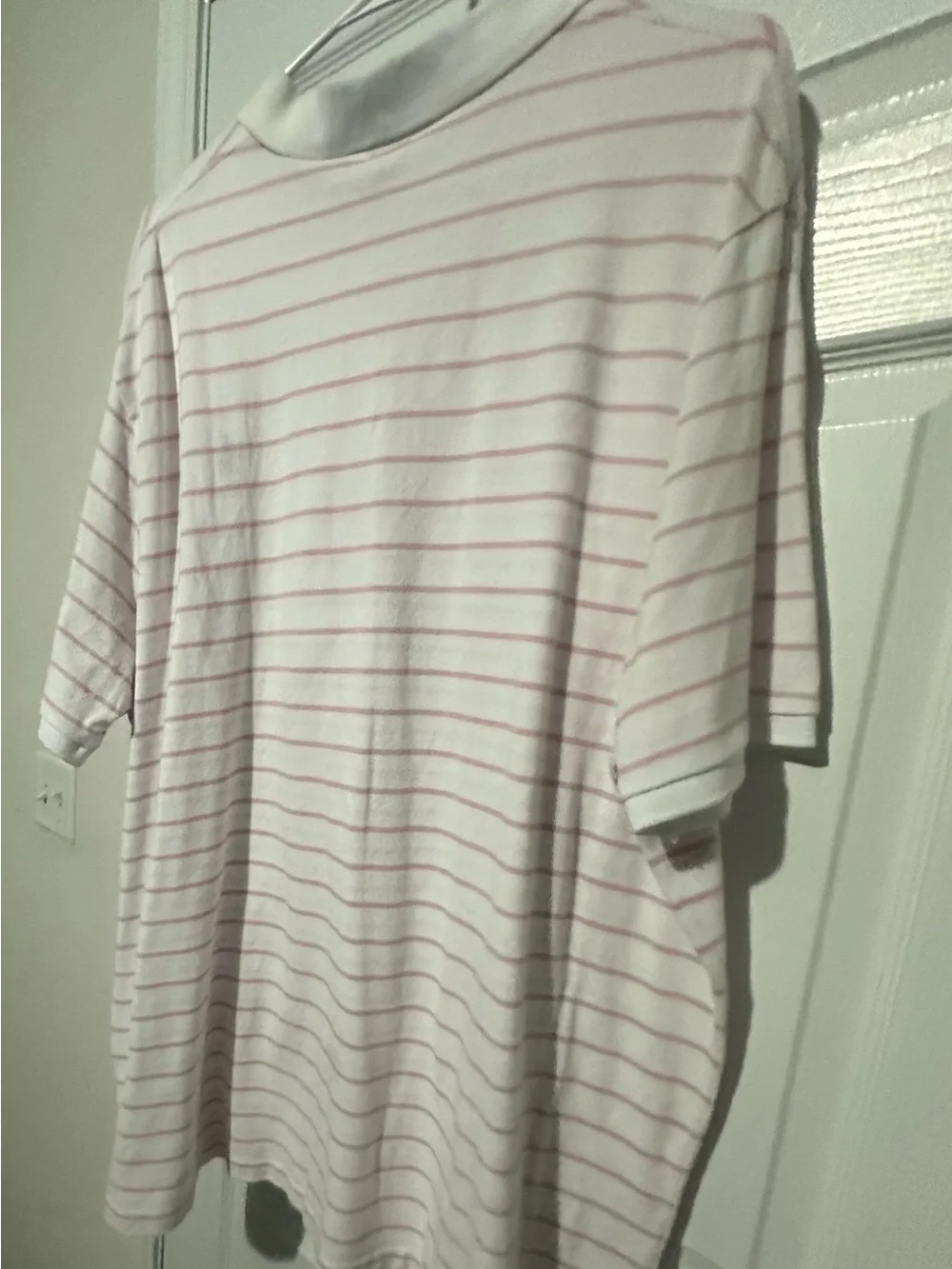 Ralph Lauren White Polo Shirt with Light Pink Stripes